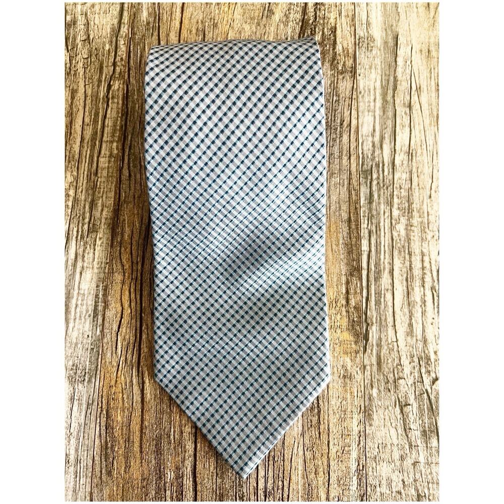 Banana Republic 100% Silk Men’s Tie Blue Check Made In Italy Preppy Boss Office
